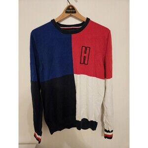 Vintage Tommy Hilfiger Sweater Mens Large Colorblock Pullover Sweatshirt Adult L